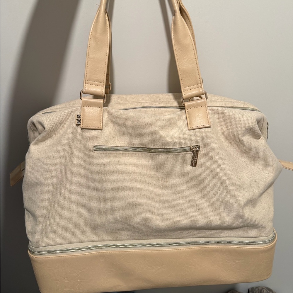 BEIS Beige Canvas & Faux-Leather Travel Weekender